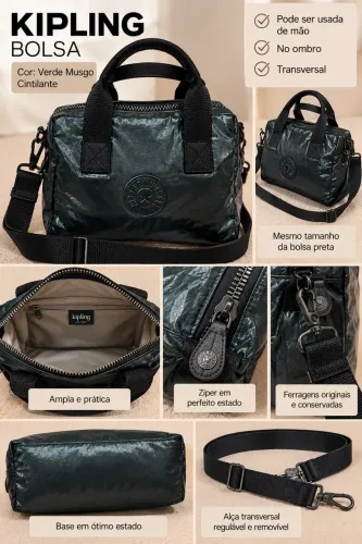 Bolsa Kipling verde musgo
