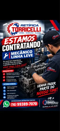 Contrato mecânico automotivo com experiência.