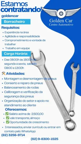 Vaga para Borracheiro! Oportunidade!