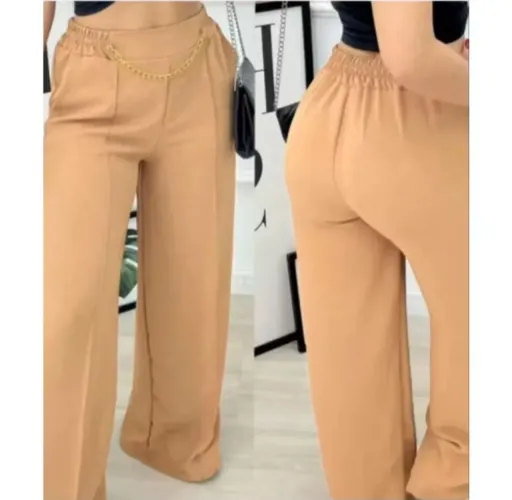 Calça pantalona bege