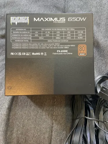 Fonte Revenger Maximus 650W 80 Plus Bronze PFC Ativo FO-MAX02