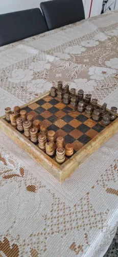 Tabuleiro de xadrez em pedra sabão