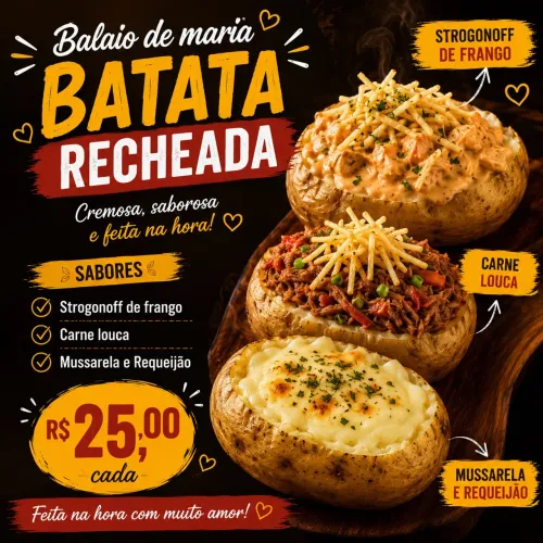 Pastel,Batata recheada, crespe, caldo 