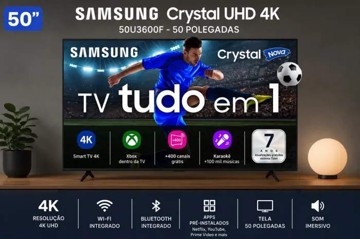 Smart TV Samsung Crystal UHD 4K de 50 polegadas