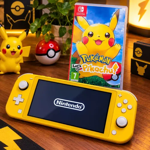 Nintendo Switch Lite Amarelo + pokémon Let's Go pikachu