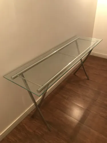 Aparador inox mesa em vidro
