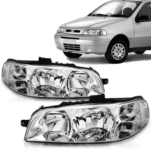 Farol Principal Esq. Fiat Palio/Strada/Siena/Weekend Fire Cromado Yh 2001/2003