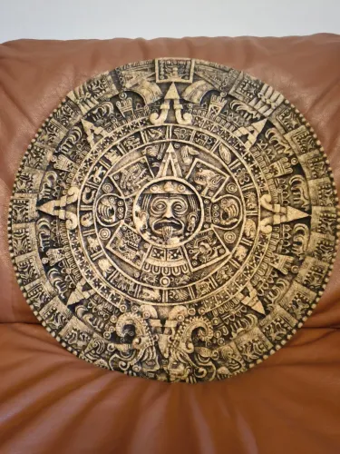 Calendário Asteca Grande Em Pedra Legítima 46 cm - Escultura De Parede Mexicana