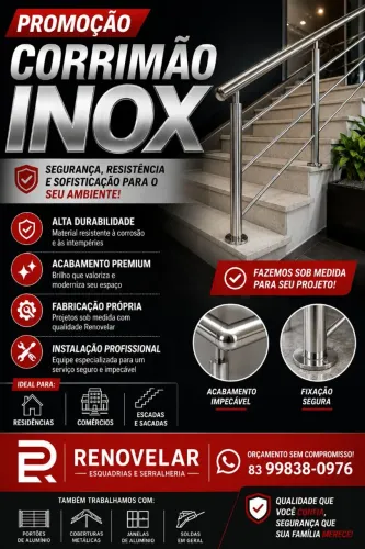 Corrimão inox/ serralheria