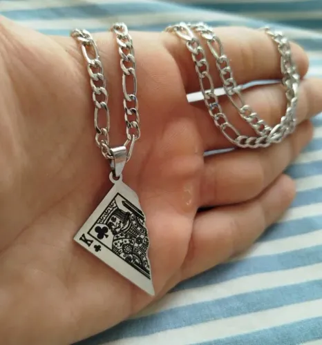 Colar de Prata Meia Carta Rei de Paus
