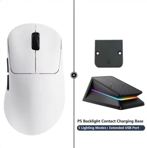 Mouse Gamer Rapoo VT3S Max Branco Wireless 8K com Dock de Carregamento