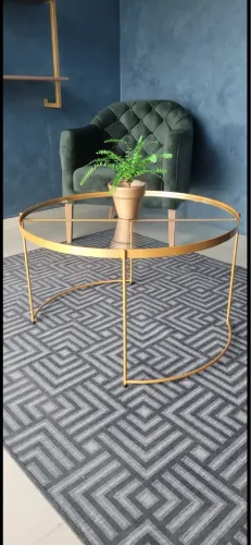 Mesa de centro tampo de vidro metalon