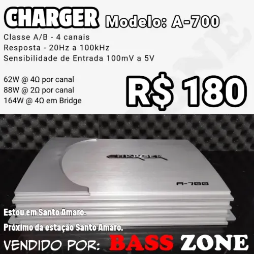Módulo Amplificador Charger A-700 Classe A/B 4 Canais