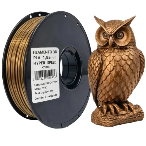 Filamento 3D PLA Brilhante 1kg 1.75mm Cor Cobre Hyper Speed Textura Macia - Masterprint