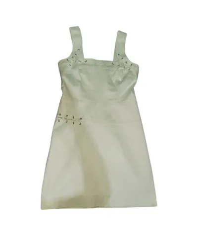 Vestido Curto Sarja Verde com Amarrações - Tamanho 40