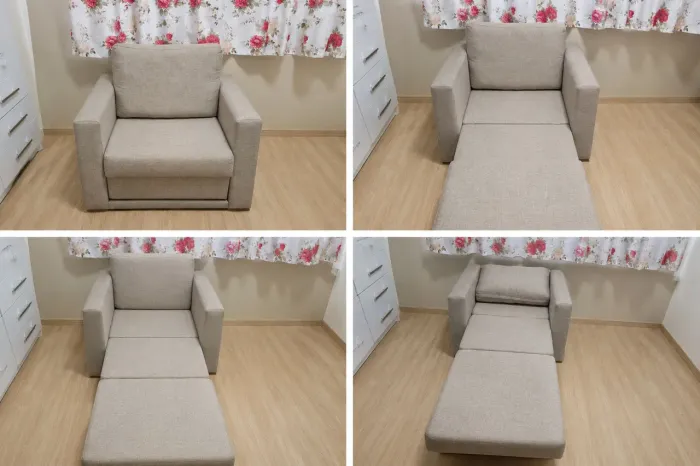 Poltrona Cama Hermes Luxo Castellar Móbile Linho - R$ 800,00