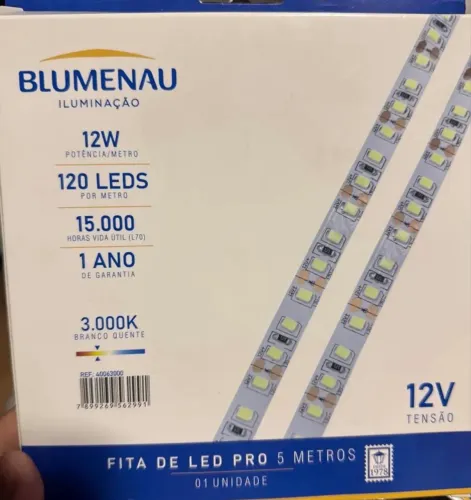 6 Cx de fita de Led Blumenau 3.000k branco quente com 5 metros cada