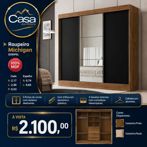 Roupeiro Michigan 100% MDF
