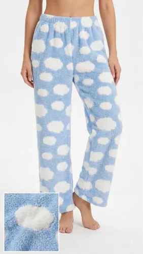Calça Pijama Fleece Unissex Nuvem Macia Confortável Inverno