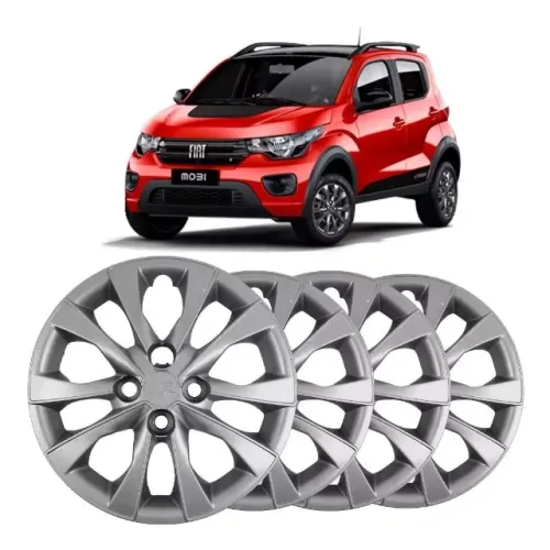 Jogo 4 Peças - Calota Aro 14  - Fiat Mobi 2021 - Grid