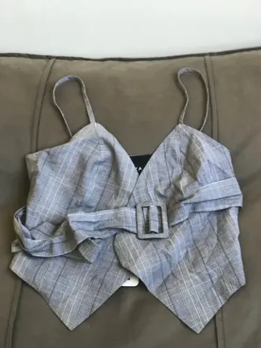 COLETE/CROPPED ALFAIATARIA XADREZ