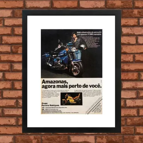 Moto Amazonas 1600 - Quadro decorativo com propaganda original de revista