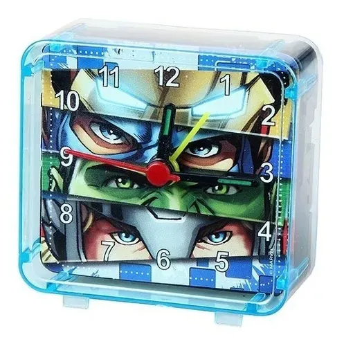 Relogio De Mesa Despertador De Acrilico Vingadores Avengers Quadrado