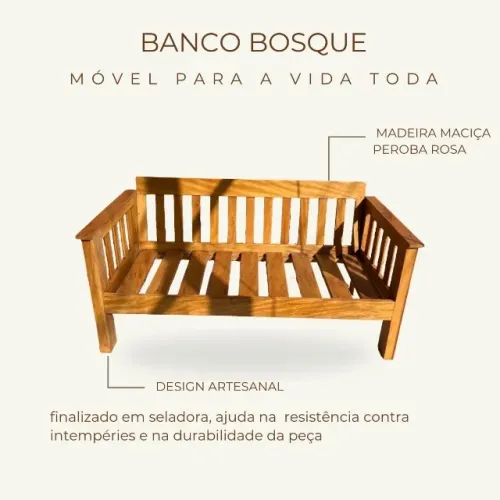 Banco bosque madeira de demolição peroba rosa