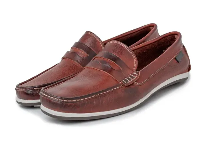 Sapato Mocassim Pinhão Couro Com Gravata de Couro Masculino Driver Ref 2000