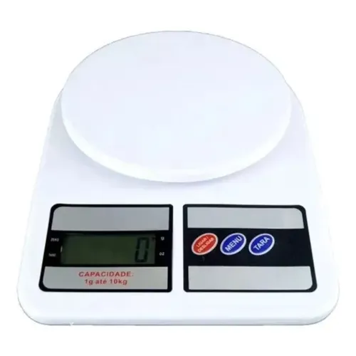 Balança Digital De Cozinha Branca Alta Precisão 10kg + Pilha