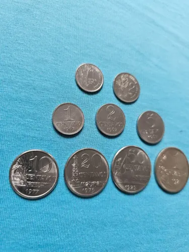 Moedas antigas centavos década 70 coleção excelentes