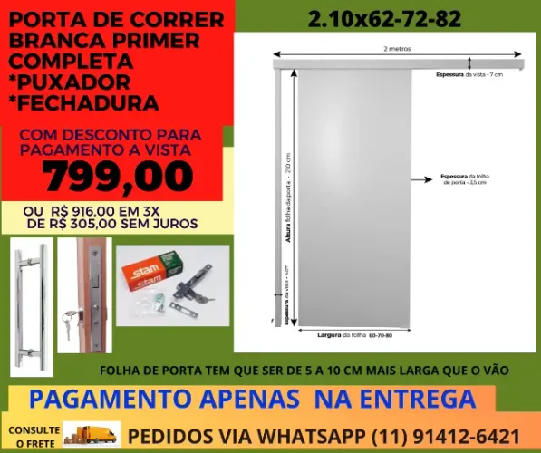 porta de correr primer branca modelo gop