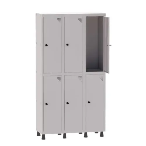 Roupeiro de Aço 6 Portas Grandes Cor Cinza Durável Organização 74203