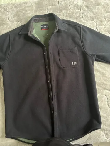 Camisa de Flanela Preta com Bolso