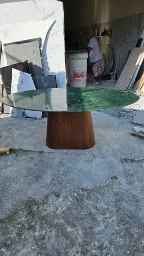 Fabricamos mesa cone + tampo oval 1.98x1.22 verde guatemala 