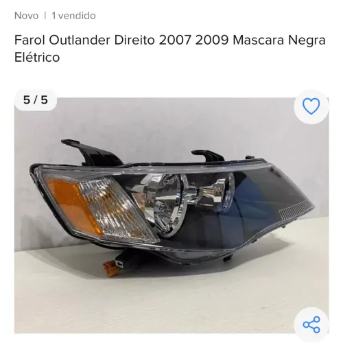 Farol Outlander Direito 2007 2009 Máscara Negra Elétrico