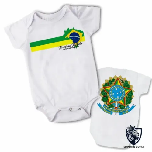 Body de bebê roupa de criança Brasil Brasileiro Patriota