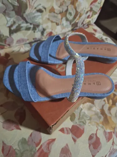 Sandálias Jeans com Strass Ramarim n. 37 nova