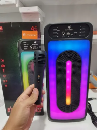 Caixa de Som KTS-1555 com Microfone - Bluetooth e LED