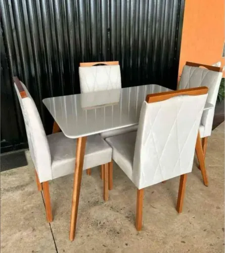 Mesa de jantar Berlim Belle 4 cadeiras ( madeira maciça )