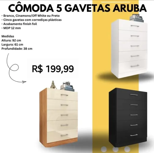 CÔMODA ARUBA 5 GAVETAS