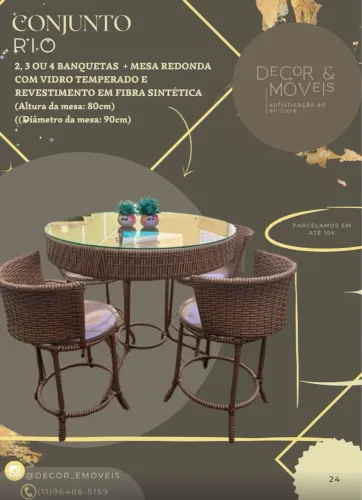 Conjunto Rio - Mesa Redonda e Banquetas