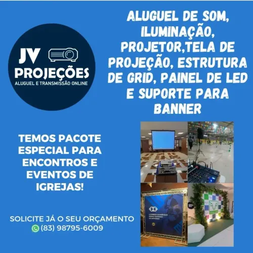 ALUGUEL DE SOM, DATA SHOW, ILUMINAÇÃO, ESTRUTURA DE GRID, PAINEL DE LED.