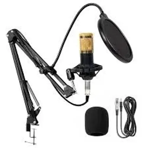 Microfone Condensador, Kit Microfone Condensador com e Braço Articulado e Pop Filtro para 