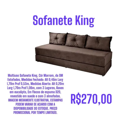 Sofá Cama King Marrom - 3 Lugares - Promoção!