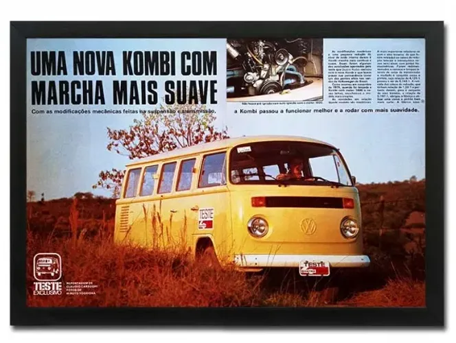 Kombi Pickup ou Clipper - Quadro decorativo com matéria original de revista de época