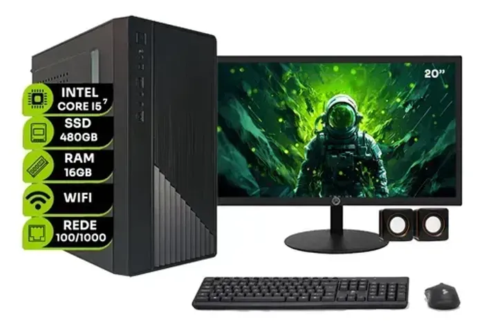 Computador Intel Core I5 7500 Ddr4 16gb Ssd 480gb MONITOR 19