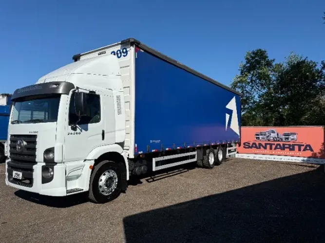 VW Volkswagen 24.280 6X2 Constellation 2014 Completo Revisado Com Baú Sider 20 Paletes