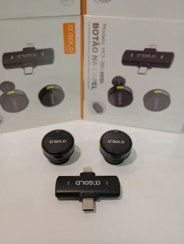 ? Microfone de Lapela Sem Fio 2 em 1 - ?GOLD PRO (Modelo MCF-38D)