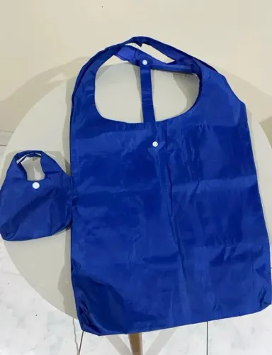 Kit Bolsa Sacola Dobrável e Bolsa de Mão Azul